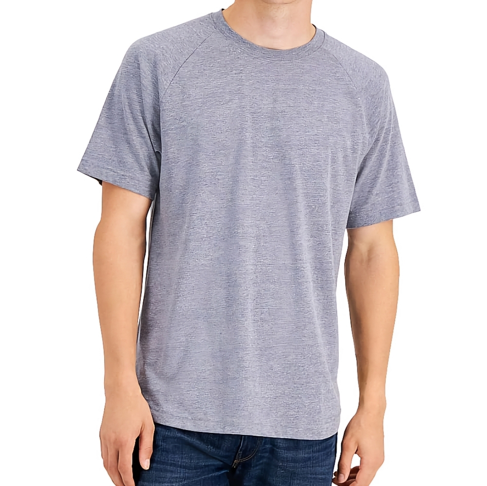 Alfani Stretch Crew Neck Short Sleeve Tee in Heather Blue Size L
